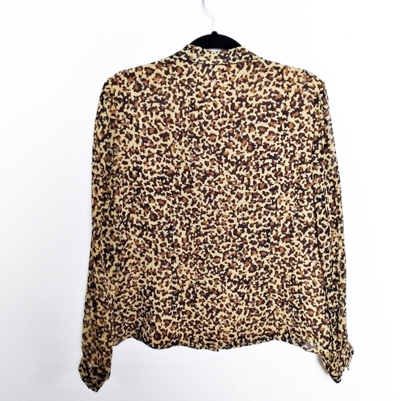 Vintage Laura Ashley 100% Silk Leopard Print Blouse - Picture 2 of 7